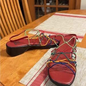 Mootsies Tootsies Red Sandal with Multicolor Knot Straps
